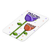 Magnet Flexible Fun Doodle Flowers violet orange points Premium (Côté Gauche)