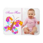 Magnet Flexible Fun "Flower Butterfly" Faire-part bébé (Horizontal)