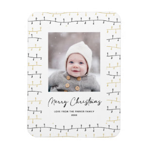 Magnet Flexible Fun Gold Noir ornements de Noël Simple Blanc