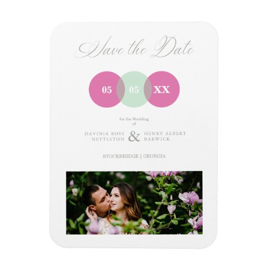 Magnet Flexible Fun Mint & Hot Pink Photo Couple Script Wimshi (Vertical)