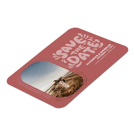 Magnet Flexible Fun Retro Typographie Photo Mariage Enregistrer la (Côté Gauche)