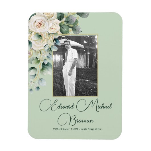 Magnet Flexible Funéraire Mâle Photo Rose élégant (Vertical)