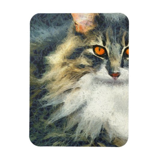 Magnet Flexible Funky Maine Coon Cat Art (Vertical)