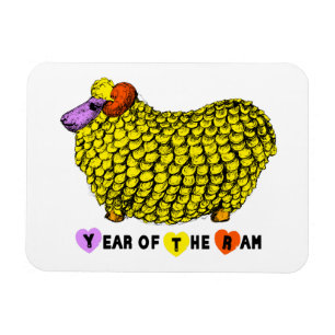 Magnet Flexible Funky Yellow Ram chinois Année Zodiac Anniversaire