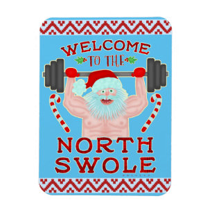 Magnet Flexible Funny Christmas Santa Claus Swole Weightlifter