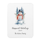 Magnet Flexible Funny Cute MInimalist Snowman Frosted Forest (Vertical)