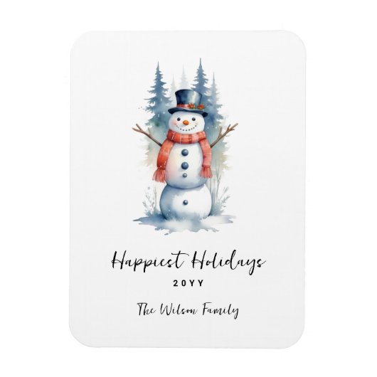 Magnet Flexible Funny Cute MInimalist Snowman Frosted Forest (Vertical)
