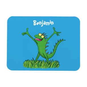 Magnet Flexible Funny green smiling animated iguana lizard