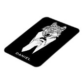 Magnet Flexible Funny Hipster Wolf avec Black Tuxedo Personnalisé (Côté Gauche)