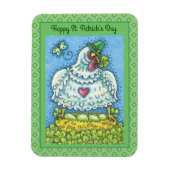 MAGNET FLEXIBLE FUNNY IRISH HEN, OEUFS VERTS ET SHAMROCK CUIT (Vertical)