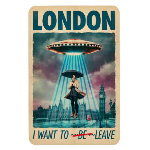 Magnet Flexible Funny London Alien Abduction Retro Sci-Fi Poster