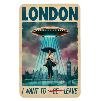 Magnet Flexible Funny London Alien Abduction Retro Sci-Fi Poster
