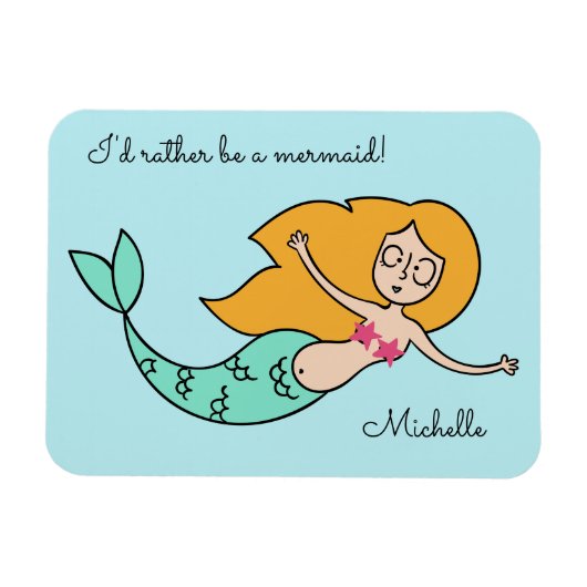 Magnet Flexible Funny Mermaid nom personnalisé et aimant texte (Horizontal)