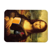 Magnet Flexible Funny Mona Lisa avec du vin et du livre (Horizontal)