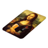 Magnet Flexible Funny Mona Lisa avec du vin et du livre (Côté Gauche)
