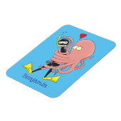 Magnet Flexible Funny octopus hugs diver cartoon humour (Côté Gauche)