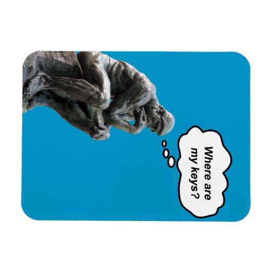 Magnet Flexible Funny Rodin's Thinker Statue - Où sont mes clés ? (Horizontal)