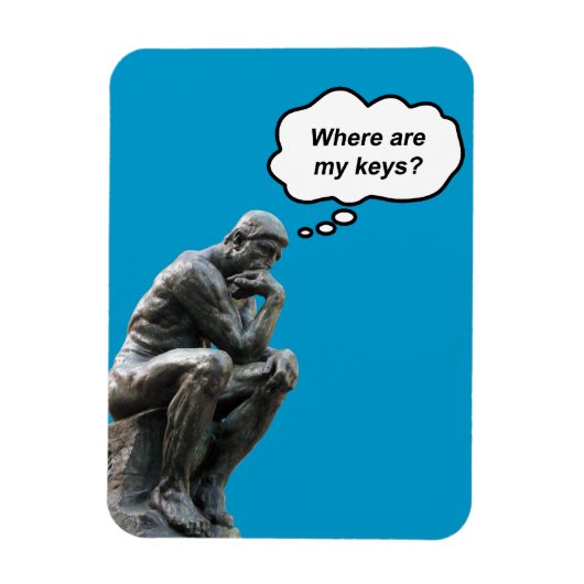 Magnet Flexible Funny Rodin's Thinker Statue - Où sont mes clés ? (Vertical)