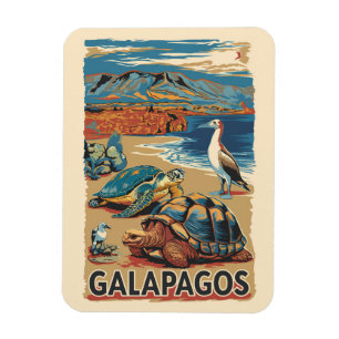 Magnet Flexible Galapagos Animaux Voyage Art Vintage