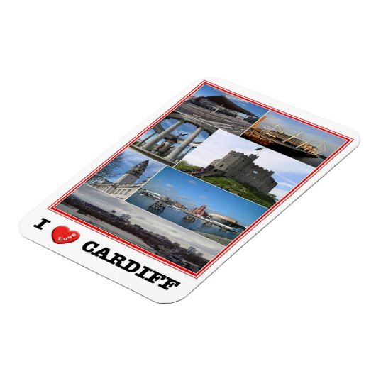Magnet Flexible Galles - Cardiff - I Love - (Côté Gauche)