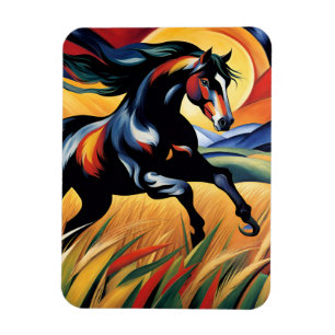 Magnet Flexible Galloping de chevaux dans un champ de blé