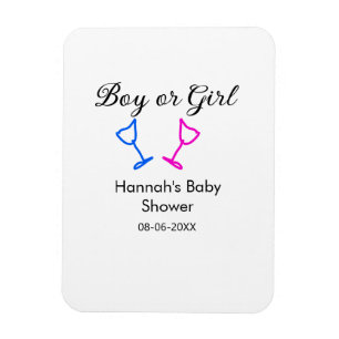 Magnet Flexible Garçon ou fille baby shower rose bleu verre nom da