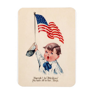 Magnet Flexible Garçon Patriotique Vintage Drapeau Américain 4 Jui