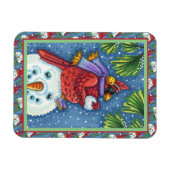 MAGNET FLEXIBLE GARDE CARDINAL SNOWMAN, CUTE NOËL REDBIRD (Horizontal)