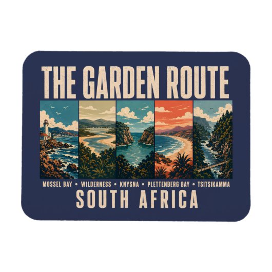 Magnet Flexible Garden Route South Africa Illustration Vintage (Horizontal)
