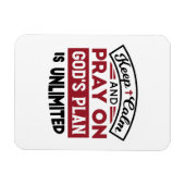 Magnet Flexible Gardez le calme et priez Le plan de Dieu est une c (Horizontal)