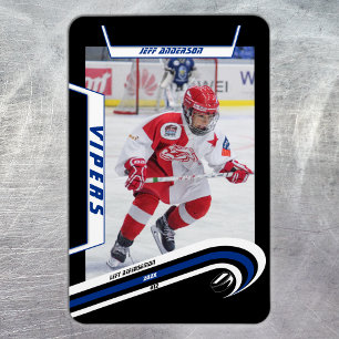 Magnet Flexible Gardien de hockey sur glace Cadeau sur fond bleu n