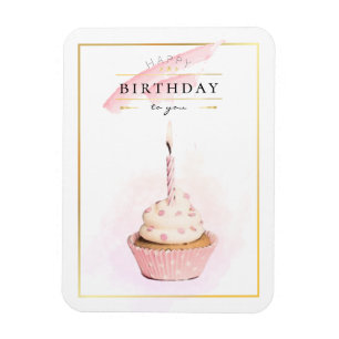 Magnet Flexible Gâteau d'anniversaire au crayon stylé rose