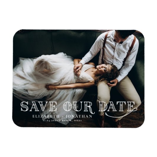 Magnet Flexible Gatsby Art Déco Lettering Photo Enregistrer la dat (Horizontal)