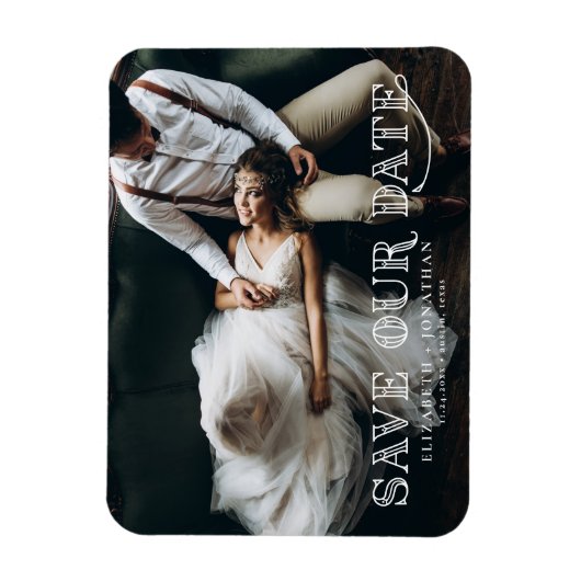 Magnet Flexible Gatsby Art Déco Lettering Photo Enregistrer la dat (Vertical)