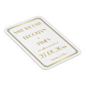 Magnet Flexible Gatsby Art Déco Mariage Blanc Enregistrer La Date  (Côté Droit)