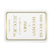 Magnet Flexible Gatsby Art Déco Mariage Blanc Enregistrer La Date  (Horizontal)