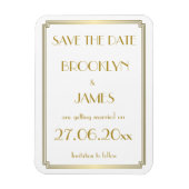 Magnet Flexible Gatsby Art Déco Mariage Blanc Enregistrer La Date  (Vertical)