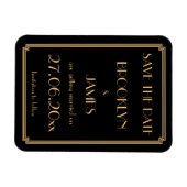 Magnet Flexible Gatsby Art Déco Noir Mariage Enregistrer La Date M (Horizontal)
