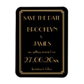 Magnet Flexible Gatsby Art Déco Noir Mariage Enregistrer La Date M (Vertical)