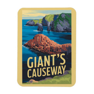 Magnet Flexible Géant's Causeway Irlande Travel Art Vintage