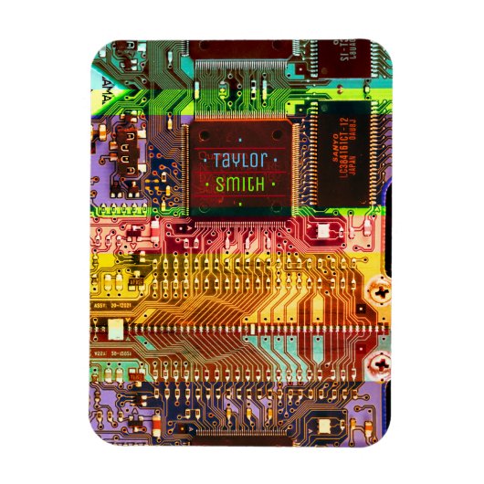 Magnet Flexible Geek et carte à circuits imprimés Glitch Nom robot (Vertical)