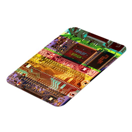 Magnet Flexible Geek et carte à circuits imprimés Glitch Nom robot (Côté Gauche)
