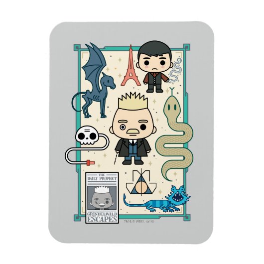 Magnet Flexible GELLERT GRINDELWALD™ et dessin sur os (Vertical)