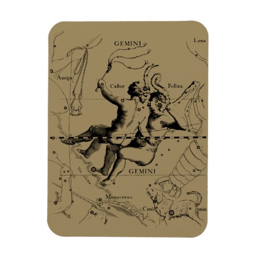 Magnet Flexible Gemini Constellation Zodiac Hevelius 1690 (Vertical)