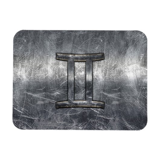 Magnet Flexible Gemini Sign en Distressed Siver Steel (Horizontal)