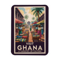 Ghana Market Illustration Travel Art Vintage