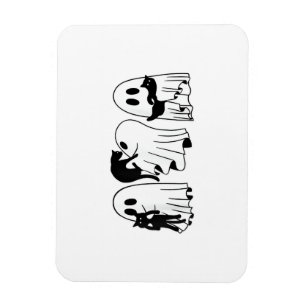 Magnet Flexible Ghost Holding Chat noir Funny Halloween Amoureux d