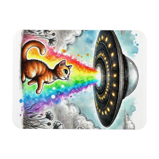 Magnet Flexible Ginger Kitty et l'OVNI (Horizontal)