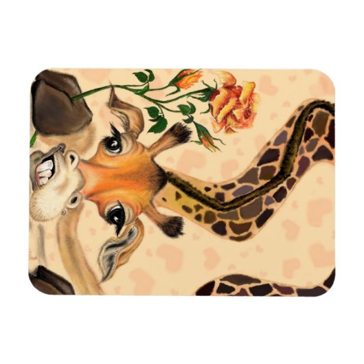 Magnet Flexible Girafe romantique - Gentleman - Ajoutez votre text (Horizontal)