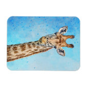 Magnet Flexible Giraffe curieuse avec Ciel de Confetti Bleu (Horizontal)